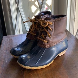 Girls Sperry Navy Saltwater Duck Boot - Size 2